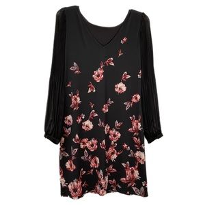 White House Black Market Reversible, Long Sleeve, Floral Black Dress, MP.